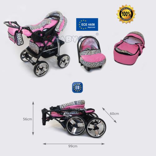 poussette trio leopard rose