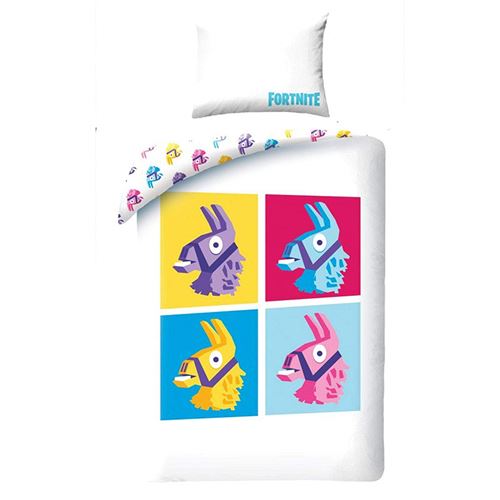 4 CRATE LLAMAS LAMA Videogame Parure de lit avec Housse de Couette 140 x 200 cm et taie d'oreiller 70 x 90 cm 100% Coton