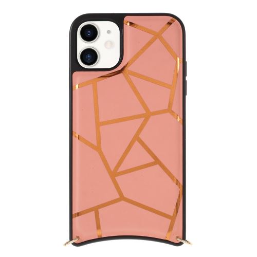 Coque en TPU combo anti-chute mutural avec sangle rose vif pour votre Apple iPhone 11 6.1 pouces