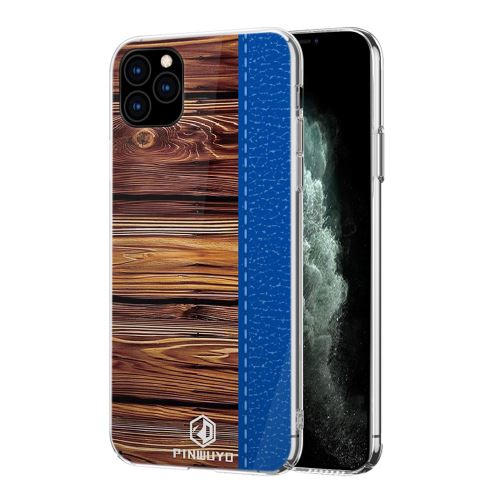 Coque en TPU motif de grain de bois résistant aux chutes bleu pour votre Apple iPhone 11 Pro Max 6.5 pouces