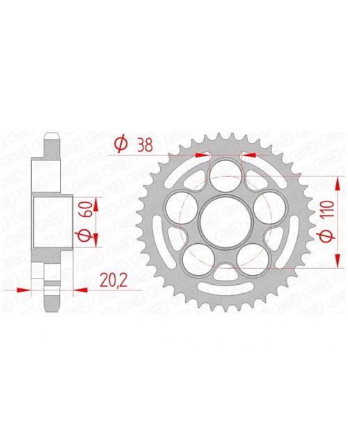 Couronne AFAM 39 dents acier standard pas 525 type 50800
