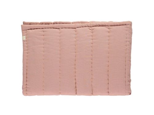 Camomile London - Couverture matelassée brodée main imprimée petits carreaux corail - 75 x 120 cm