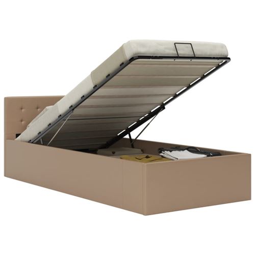 vidaXL Cadre de lit à rangement Cappuccino Similicuir 90x200 cm