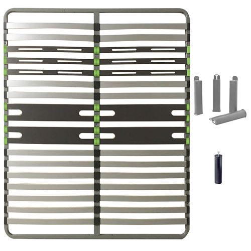 ALTOZONE - Pack Sommier 2x16 Lattes 160x200cm + Pieds Gris + Pied Central
