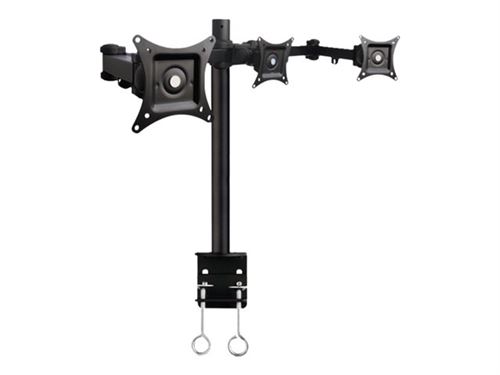 TECHly - Kit de montage (fixation par pince pour bureau, tube de montage, bras d'inclinaison) - pour 3 écrans LCD - noir - Taille d'écran : 13-24