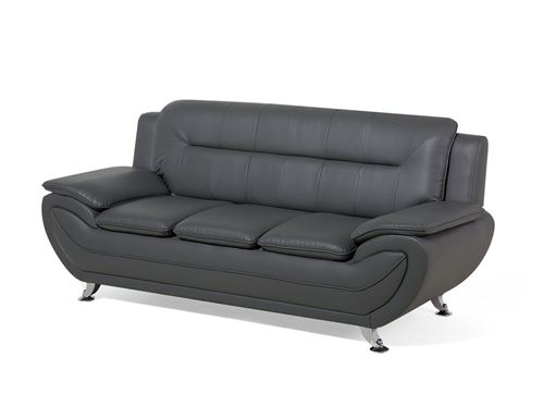 Canapé 3 Places En Simili Cuir Gris Leira Achat Prix Fnac