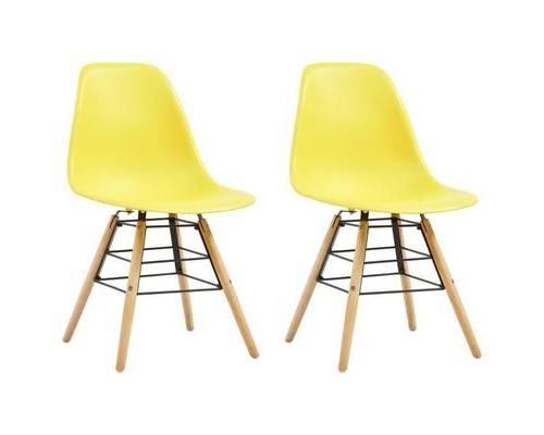 vidaXL Eetkamerstoelen 2 st kunststof geel