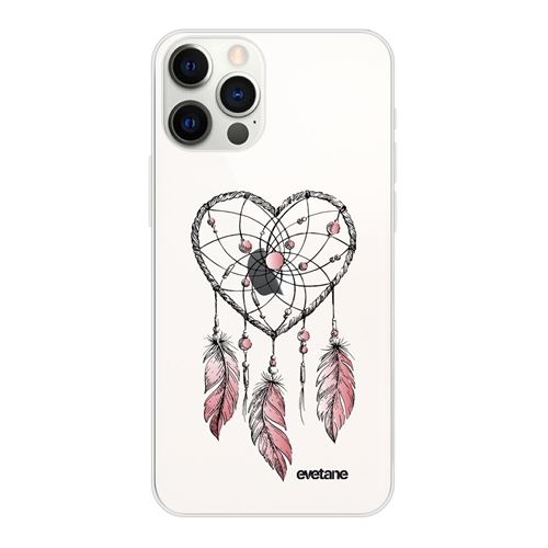 Coque pour iPhone 12/12 Pro souple transparente Attrape coeur Motif Ecriture Tendance [Evetane®]