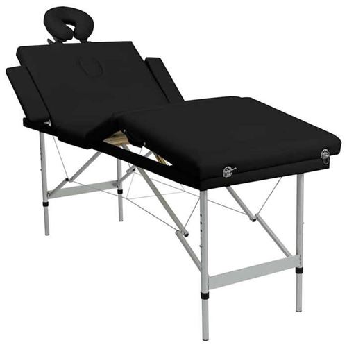 Vidaxl Noir Table Pliable De Massage 4 Zones Avec Cadre En Aluminium