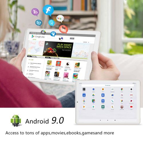 YOTOPT Tablette Tactile 10 Pouces 4G LTE, Android 9.0 Certifié par Google  GMS Tablette 64Go, 4Go de RAM, Bluetooth, GPS, WiFi, Type-c (Or) - Tablette  tactile - Achat & prix