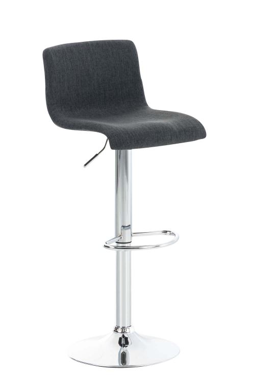 Tabouret de bar hoover assise en tissu pi&egrave;tement m&eacute;tal chrom&eacute; , gris fonc&eacute;