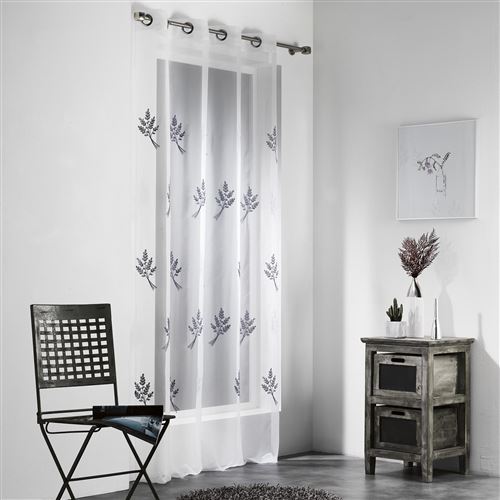 panneau a oeillets 140 x 240 cm voile brode fils argent nino