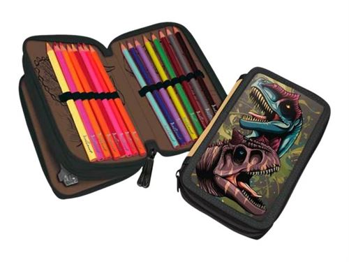 Dino - Trousse - filled pencil case with 2 zips