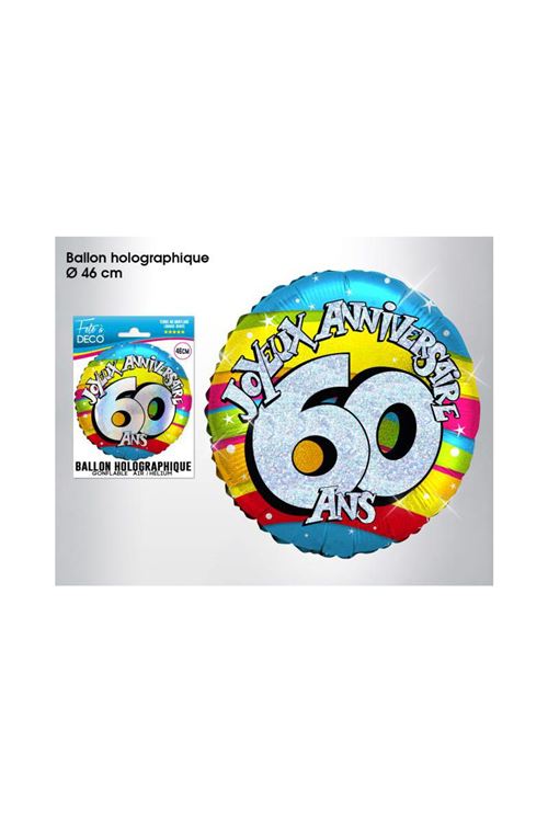 Ballon Metallique 60 Ans - Multicolores