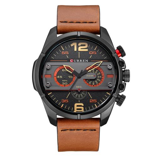 OHP Montre Homme Quartz Brun+Noir Sport CURREN 8259