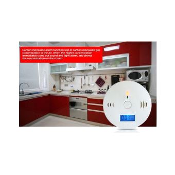 Détecteur de monoxyde de carbone Capteur d'alarme de gaz Testeur de gaz  d'empoisonnement Détecteur d'avertissement de voix humaine avec écran LCD  (blanc)