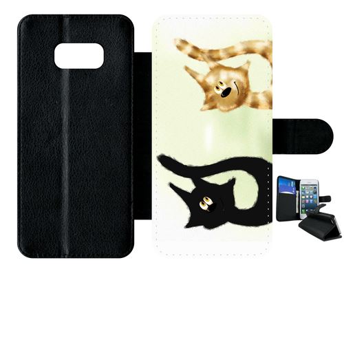 Etui À Rabat Samsung Galaxy S8+ Plus Dessin Chat Noir Et Chat Roux