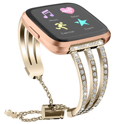 Bracelet en acier inoxydable élégant réglable pour Fitbit Versa 3 / Sense - Or (Taille L)