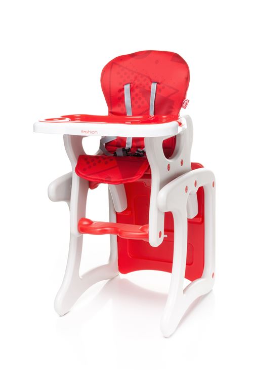 Confortable chaise haute / table enfant FASHI 2en1 - max 15kg - rouge