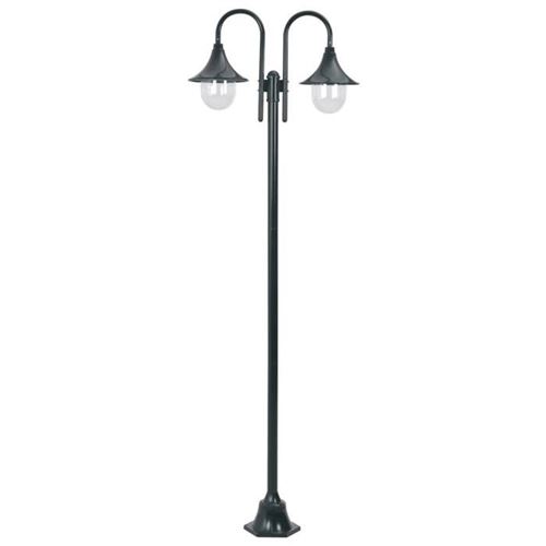 Vidaxl Vert Lampadaire De Jardin - 220Cm - Aluminium - 2 Lanternes - Foncé - Image 1
