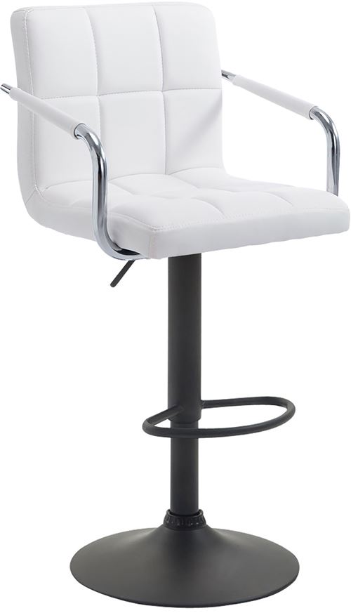 Tabouret de bar Lucy V2 en similicuir avec Piètement en Métal , Blanc /Noir
