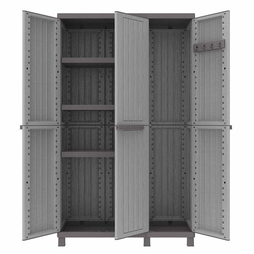 Armoire de jardin en résine 3 portes tablettes + compartiment range-balai  102A - Rangement de l'atelier - Achat & prix