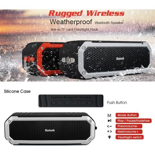 Mini Haut-Parleur Bluetooth Stéréo et Waterproof pour Sport et Outdoor (Argent)