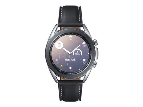 Samsung Galaxy Watch 3 - 41 mm - argent mystique - montre intelligente avec bande - cuir - affichage 1.2 - 8 Go - Wi-Fi, NFC, Bluetooth - 48.2 g