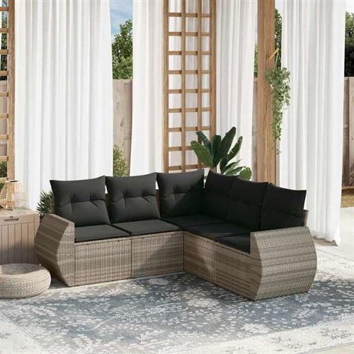 Non Communiqué Gris Vidaxl Salon De Jardin Avec Coussins 5 Pcs, Canapés Avec Dossier, Ensemble De Meubles, Mobilier De Terrasse Patio, 3221351
