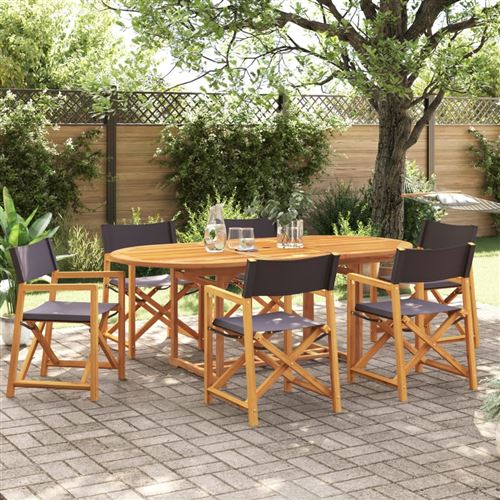 Vidaxl Gris Chaises Pliables De Jardin - Acacia Massif Foncé Lot De 6 - Image 3
