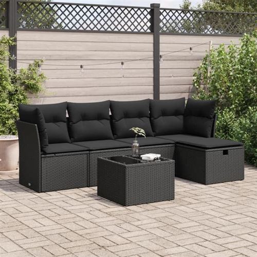 Non Communiqué Noir Salon De Jardin Modulable Vidaxl Resine Tressee 6 Pieces 55.0 X 55 X 37 Cm 5 Personnes