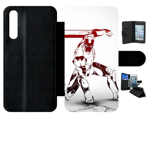 Etui My-Kase pour P20 Pro - 137 iron man comic art - Simili-cuir Noir