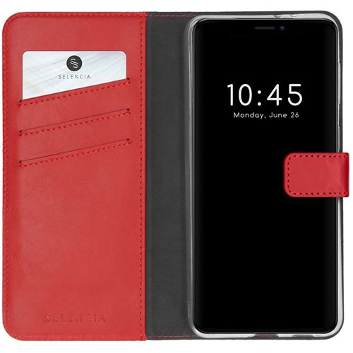 Étui de téléphone portefeuilen cuir véritabpour iPhone 13 - Rouge Selencia