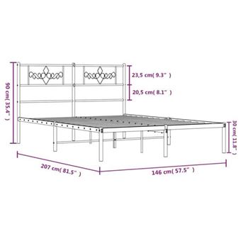 Vidaxl Cadre De Lit Métal Sans Matelas Avec Pied De Lit Noir 140x190 Cm