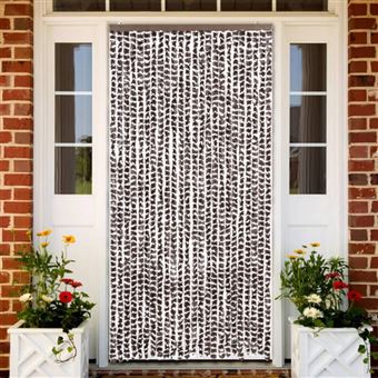 Rideau anti mouches marron et blanc 100x230 cm chenille - 1