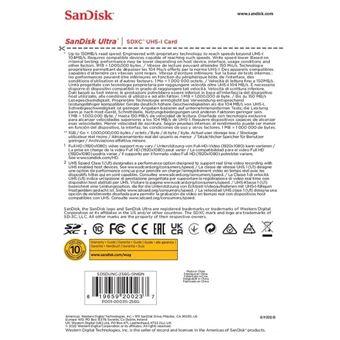 Carte mémoire SD SanDisk Ultra SDXC UHS-I U1 Class10 256 Go