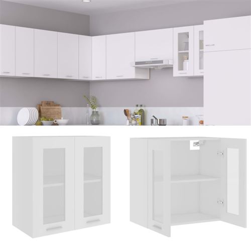 vidaXL Armoire en verre suspendue Blanc 60x31x60 cm Aggloméré