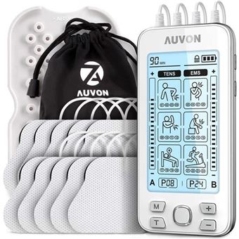 Appareil d'électrostimulation - AUVON - 4 Canaux - 24 Modes - 10 Électrodes - Soulagement de la douleur - 1