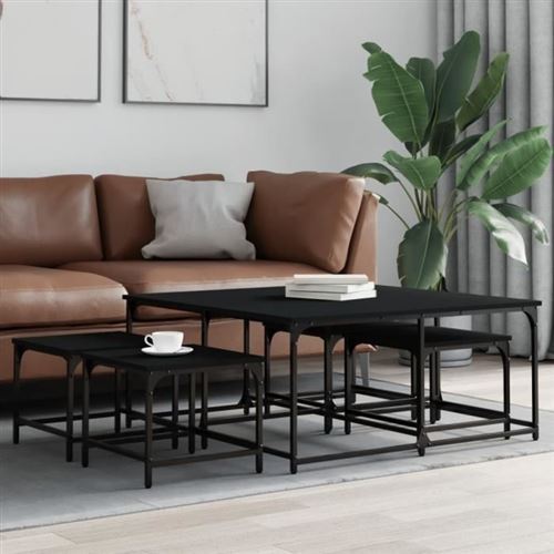 vidaXL - Tables basses gigognes - Ensemble de 5 - Noir - Image 2