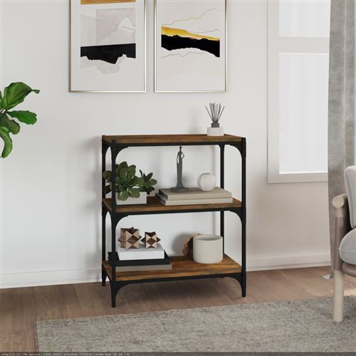 vidaXL Bibliothèque Chêne fumé 60x33x70,5cm Bois d'ingénierie et acier