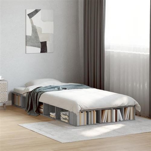 Non Communiqué Gris Vidaxl Cadre De Lit Sonoma 90X200 Cm Bois D'ingénierie, Lit, Lit De Rangement, Cadre De Lit Simple, Lit Simple, Meuble 3280522