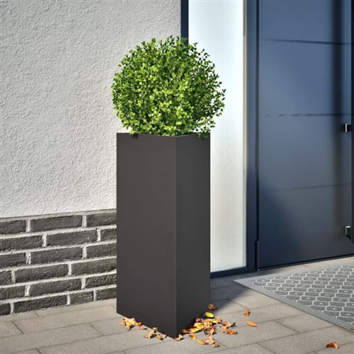 Vidaxl Noir Jardinières 2 Pcs Triangulaire 40X34,5X70 Cm Acier - Image 3