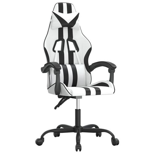 Vidaxl Sedia Da Gaming Girevole Bianco E Nero In Similpelle