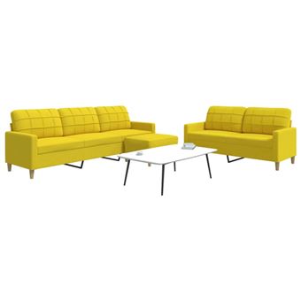 Ensemble Canapé 4 Pièces VidaXL - Fauteuil, 2 Places, 3 Places + Repose-pieds & Coussins, Tissu Polyester Marron - 13