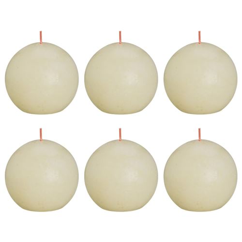 Bolsius Bougies boule rustiques Shine 6 pcs 76x190 mm Perle douce