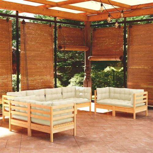 Non Communiqué Bois Salon De Jardin Modulable Vidaxl Massif Beige 6 Pieces 8 Personnes