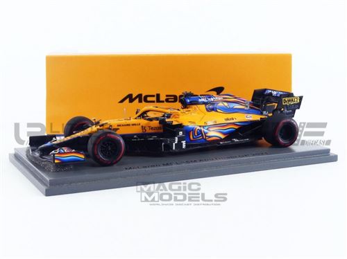 Voiture Miniature de Collection SPARK 1-43 - MCLAREN MCL35M - Abu Dhabi GP 2021 - Orange / Blue - S7854