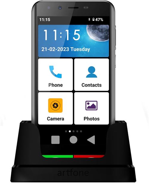 Artfone Smart500 Téléphone Portable Noir-3Go/32Go Écran 5 Bouton SOS 2550mAh Grandes Icônes 4G