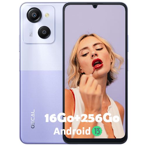 Oscal MODERN 8 Téléphone Portable Débloqué 16Go+256Go 6.52 50MP+8MP 6000mAh Android 13 Smartphone Double SIM 4G GPS - Violet