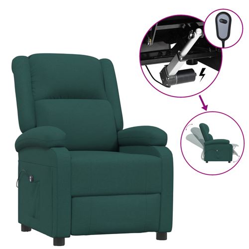 Vidaxl Vert Fauteuil Inclinable Électrique Foncé Tissu - Image 3